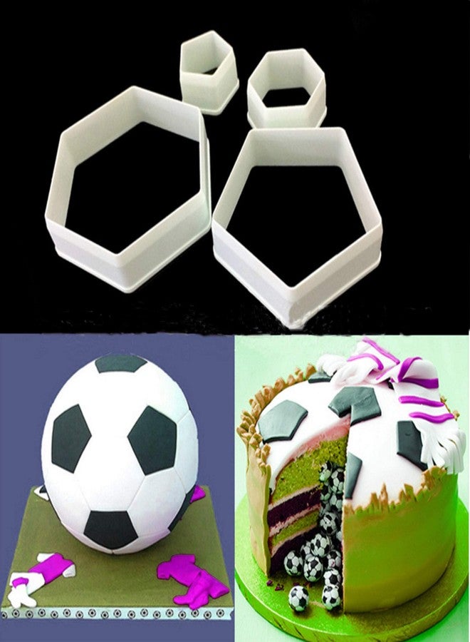 SUNKOOL Soccer Ball Cookie Cutter,Hexagon Cookie Cutter,Football Cake Decorations - 4 Sizes Geometric Biscuit Cutters Sandwiches Pastry Cutter for Birthday Cake Cupcake Decorating Tools - Image 3