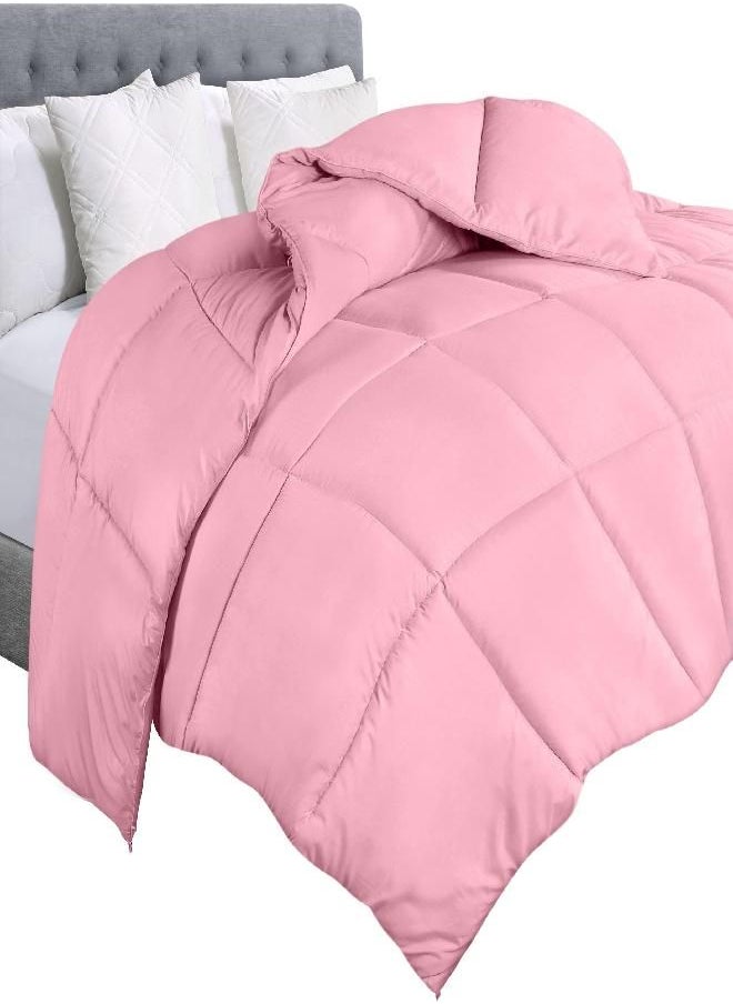 Utopia Bedding Utopia Bedding Comforter Duvet Insert - Quilted Comforter with Corner Tabs - Box Stitched Down Alternative Comforter (Twin, Pink)  - Image 1