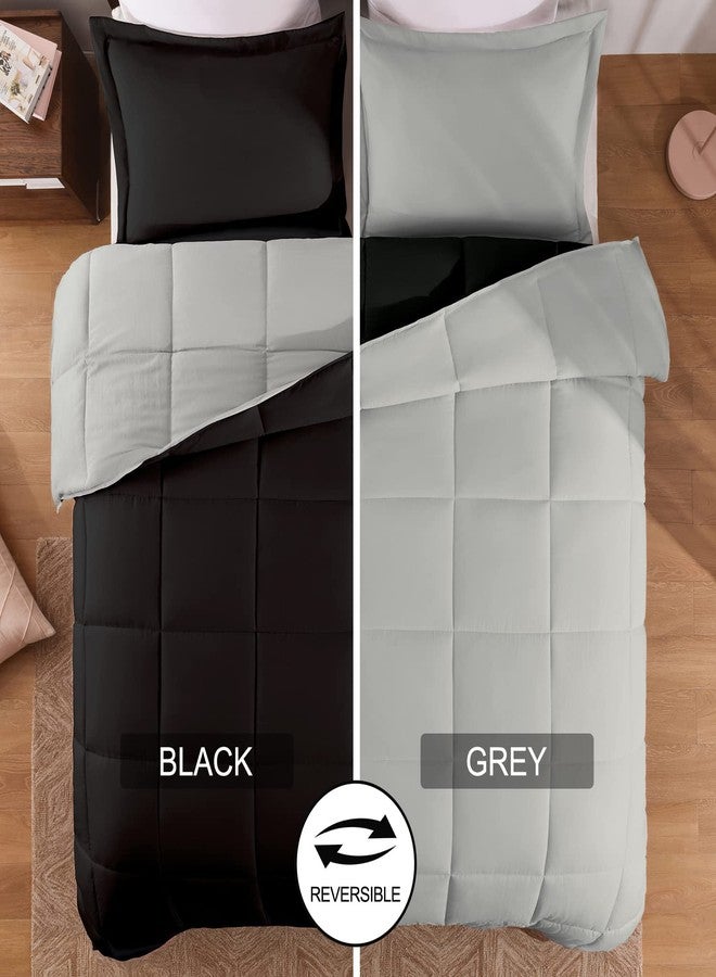Basic Beyond Queen Comforter Set - Fluffy Comforter Queen Set for All Seasons - Reversible Black and Grey Queen Comforter Set for Mens - 3 Pieces (1 Comforter + 2 Pillow Shams) - Image 2