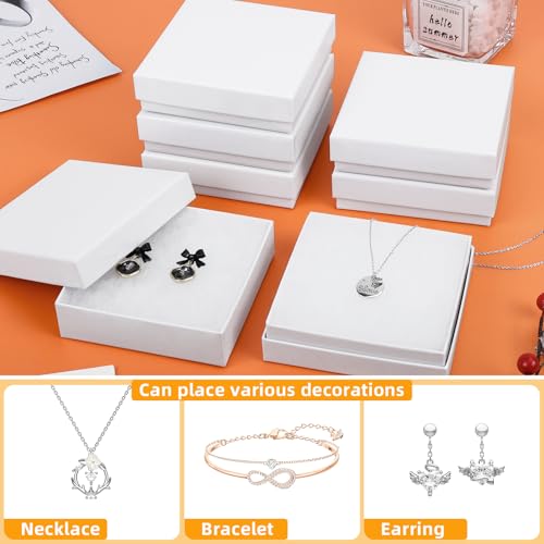 batifine Cardboard Jewelry Gift Boxes, 80 Pack 3.5x3.5x1 Inch, Bulk Cotton Filled Small Jewelry Boxes with Lids for Necklace Ring Bracelet Earring Display Box (White) - Image 3