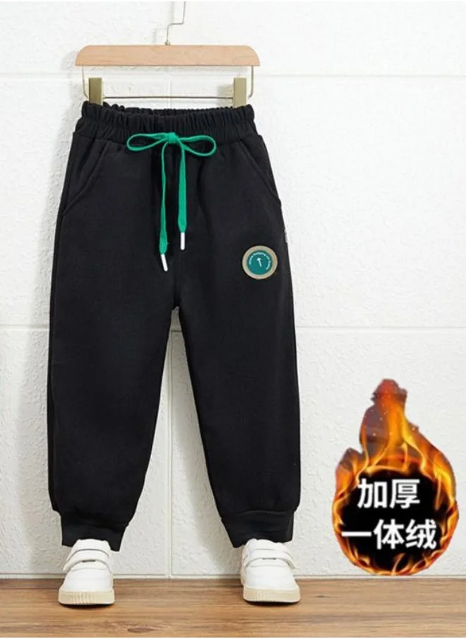 يونيكي Black Regular Fit Mid Rise Applique Trackpant