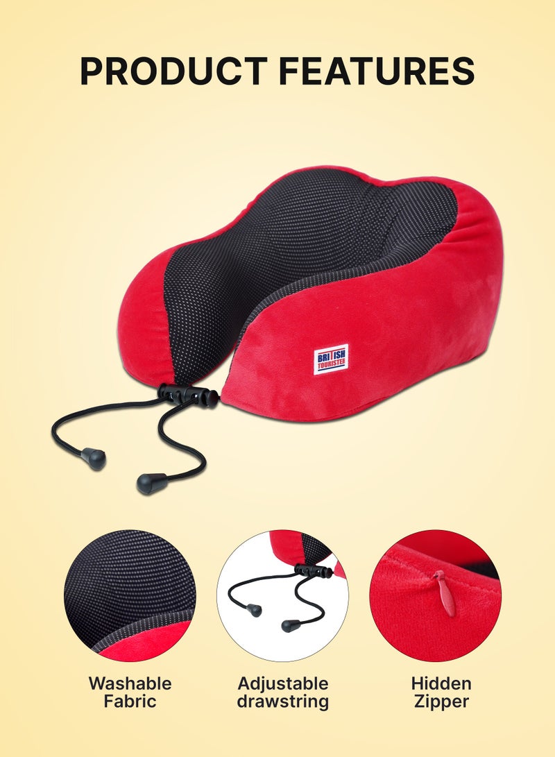 BRITISH TOURISTER Travel Pillow, Memory Foam, Airplane Neck Pillow Red - Image 3