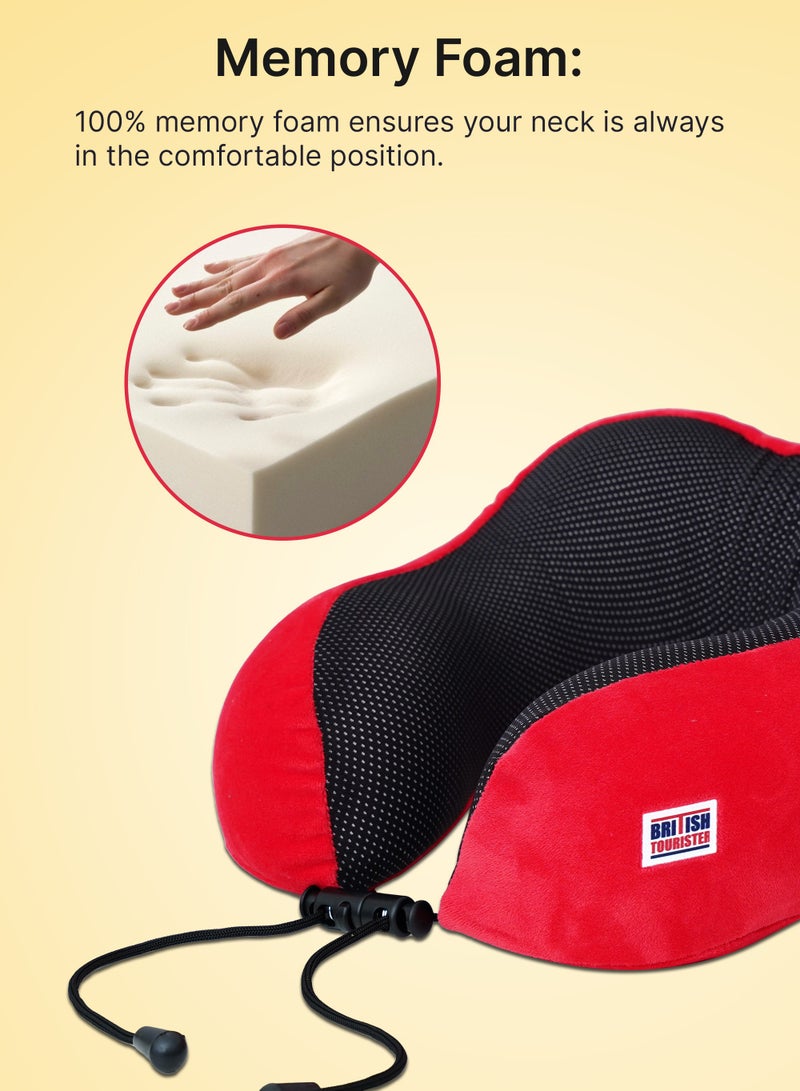 BRITISH TOURISTER Travel Pillow, Memory Foam, Airplane Neck Pillow Red - Image 4