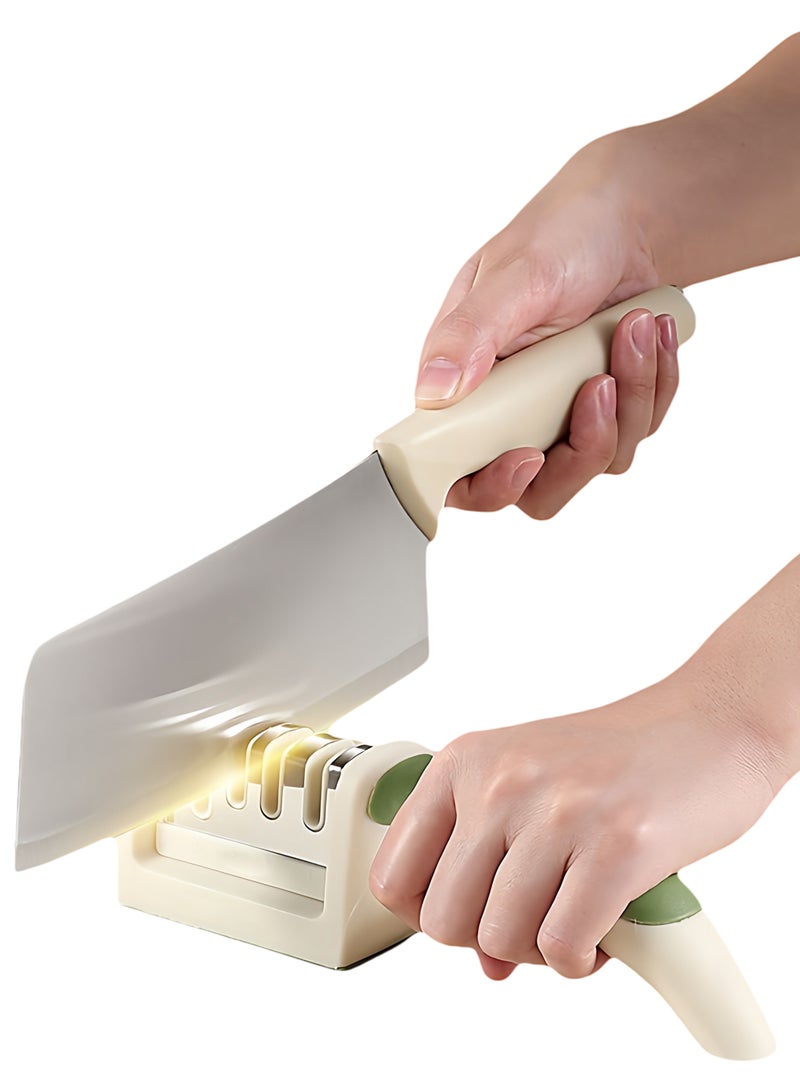 مبراة سكاكين 4 في 1 مع 4 مراحل، مبراة سكاكين محمولة تساعد على إصلاح واستعادة وتلميع الشفرات، بما في ذلك الشفرات المستقيمة والمسننة والمقص - Image 1