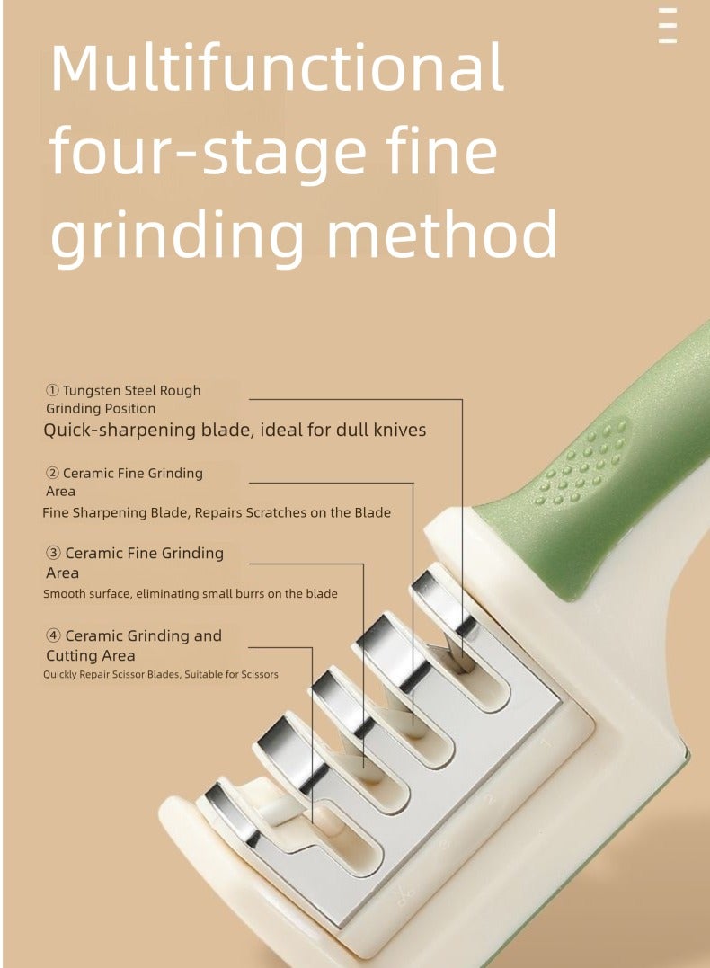 مبراة سكاكين 4 في 1 مع 4 مراحل، مبراة سكاكين محمولة تساعد على إصلاح واستعادة وتلميع الشفرات، بما في ذلك الشفرات المستقيمة والمسننة والمقص - Image 3