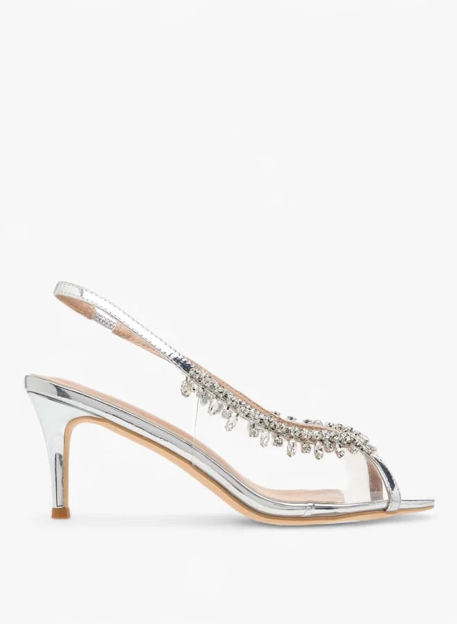 Flora Bella By Shoexpress Womens Embellished Slingback Shoes With Stiletto Heels