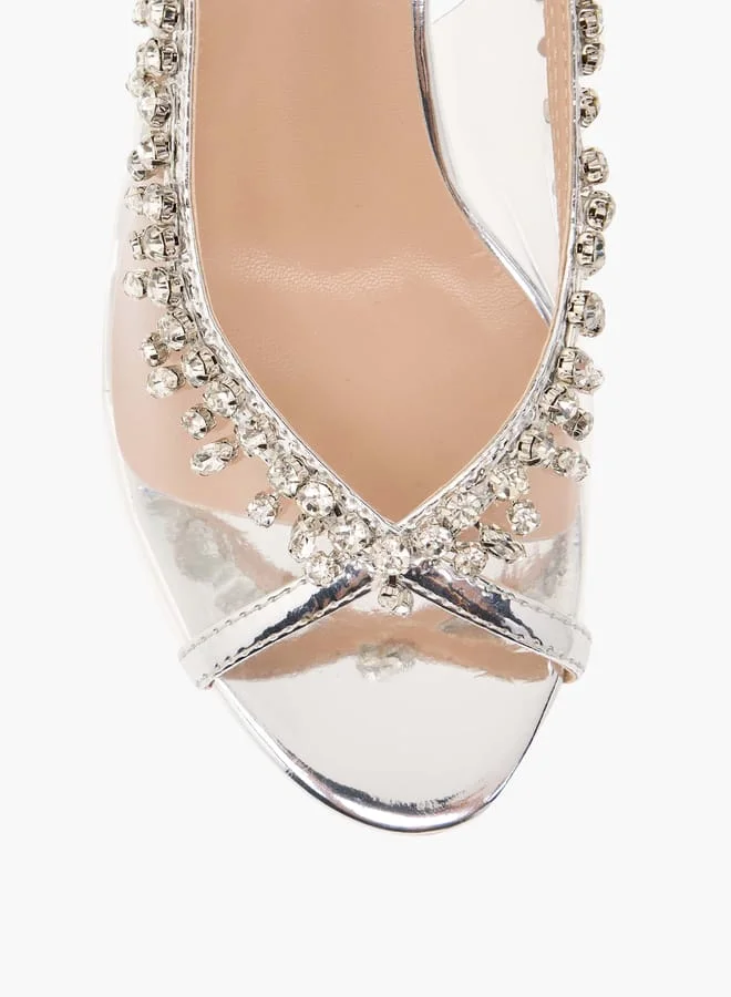 Flora Bella By Shoexpress Womens Embellished Slingback Shoes With Stiletto Heels