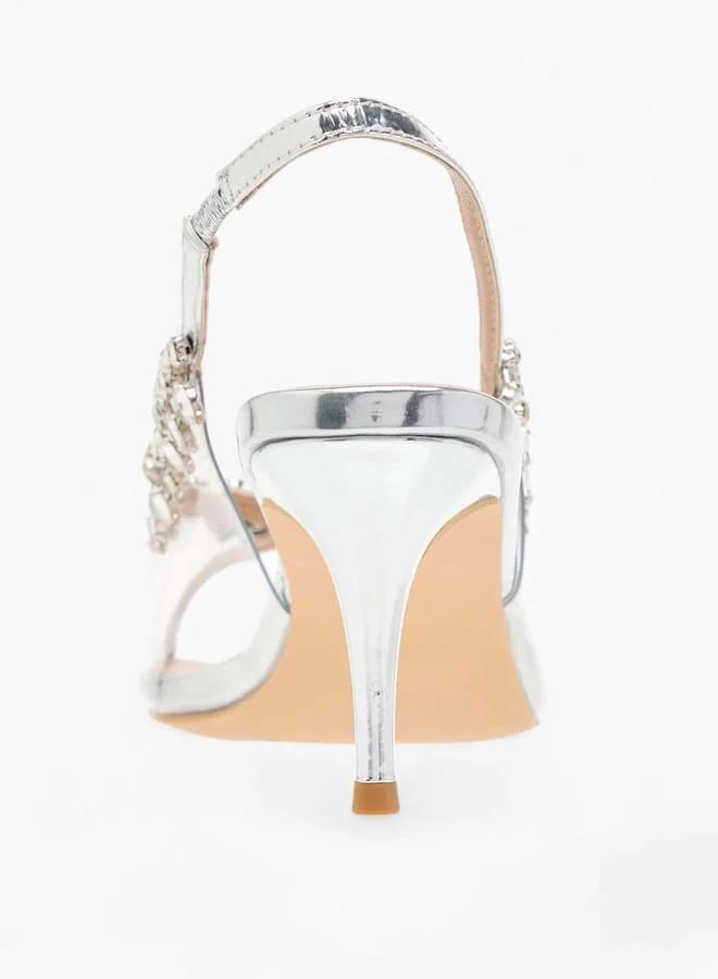 Flora Bella By Shoexpress Womens Embellished Slingback Shoes With Stiletto Heels