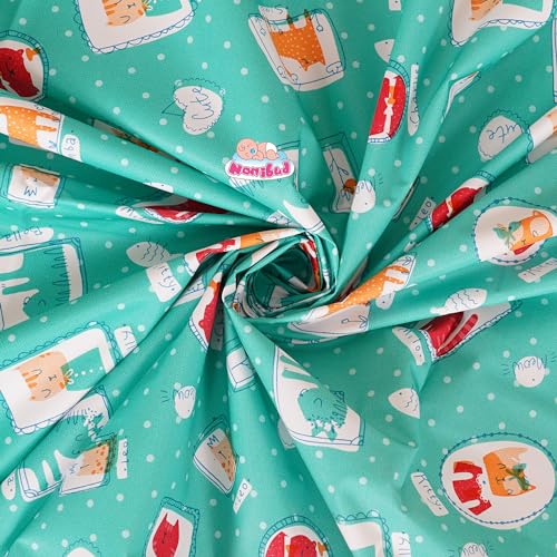 Nonibud Waterproof Plastic Mattress Protection Sheet for Baby and Adult - Double Bed/King Size - 7.5 x 6.5 feet (Sea Green Kitty) - Image 5