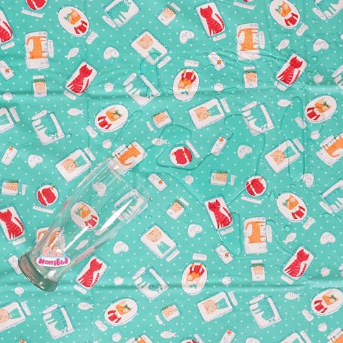 Nonibud Waterproof Plastic Mattress Protection Sheet for Baby and Adult - Double Bed/King Size - 7.5 x 6.5 feet (Sea Green Kitty) - Image 3