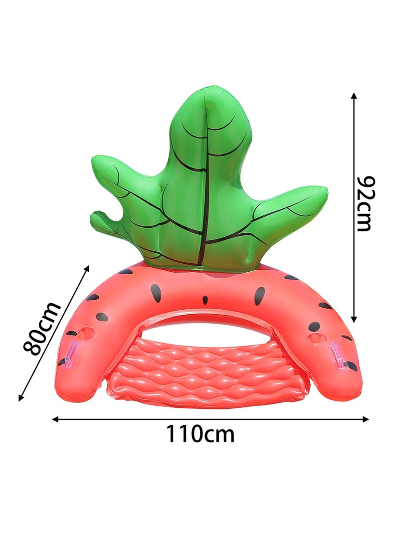 Watermelon Inflatable Pool Float Chair, Floating Water Hammock Lounge with Cup Holders, 110cm Summer Beach Float for Adults - Image 2