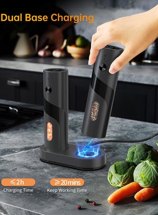 Electric Rechargeable Salt and Pepper Grinder Set Top-Refill Automatic Pepper Mill Grinder with Charging Base, Adjustable Coarseness, Easy Filling Larger Capacity with Led for Home Kitchen - view 3