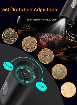 Electric Rechargeable Salt and Pepper Grinder Set Top-Refill Automatic Pepper Mill Grinder with Charging Base, Adjustable Coarseness, Easy Filling Larger Capacity with Led for Home Kitchen - view 4