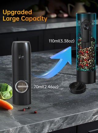 Electric Rechargeable Salt and Pepper Grinder Set Top-Refill Automatic Pepper Mill Grinder with Charging Base, Adjustable Coarseness, Easy Filling Larger Capacity with Led for Home Kitchen - view 5