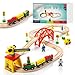 KipiPol Wooden Train Sets for Boys 247  38 Pcs Wood Train Set for Toddlers wCrane Bridge  Wooden Train Tracks  Train Toys for 3 Year Old Boys  Girls  Fits Thomas Brio IKEA Melissa and Doug - Image 4