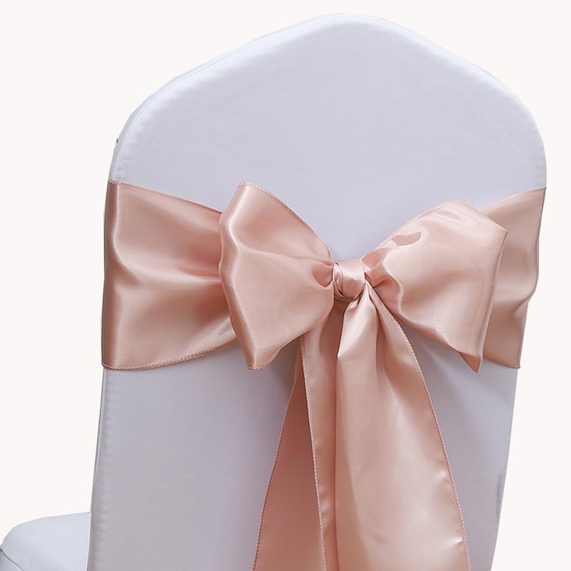 Gankar Wedding Chair Sashes Satin Bows 7x108 Inch Party Chairs Accessories Ribbon Knots Ties for Marry Banquet Baby Shower Hotel Restaurant Christmas Decoration Activity 50 Pieces Blush Pink