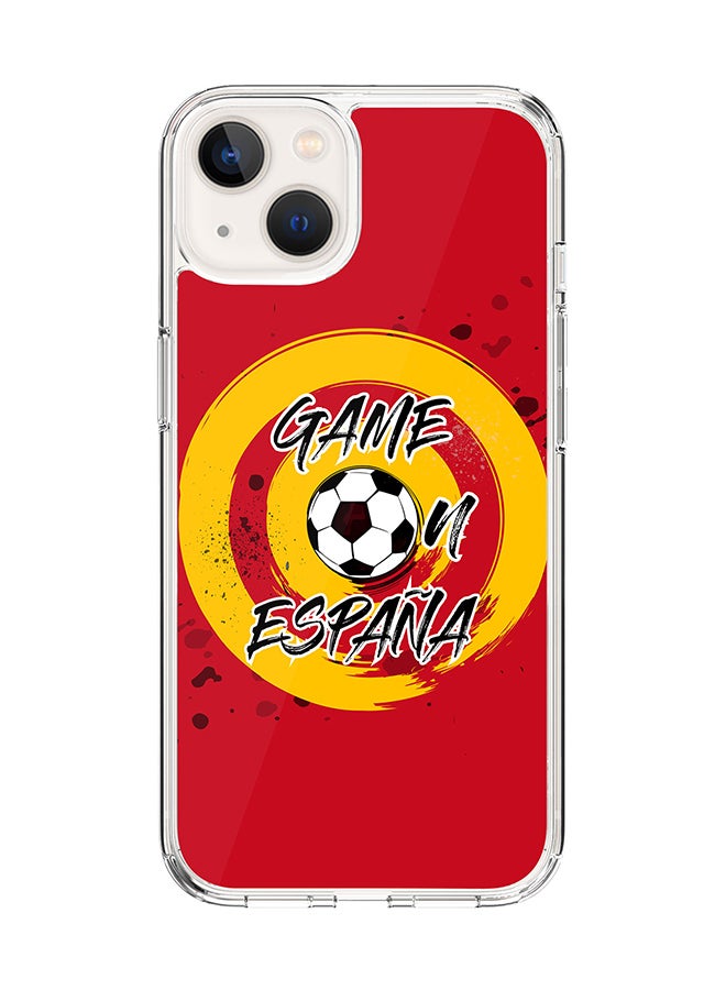 Stylizedd Classic Clear for Apple iPhone 14 Case Hybrid Soft Cover Flexible Edges Anti Drop TPU PC Gel Thin Transparent Cover [ Designed for Apple iPhone 14 ] - Game on Spain Full Print