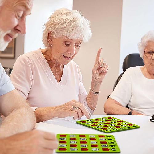 MR CHIPS Jam-Proof Easy-Read Large Print Fingertip Bingo Cards with Sliding Windows - 50 Pack in Green Style - Image 5