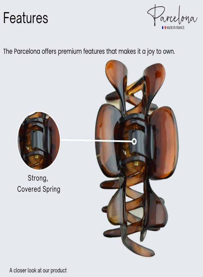 Parcelona French Classic Small 2.5" Celluloid Set of 2 Jaw Hair Claw Clips for Women and Girls (Tortoise Shell and Black) - Image 3