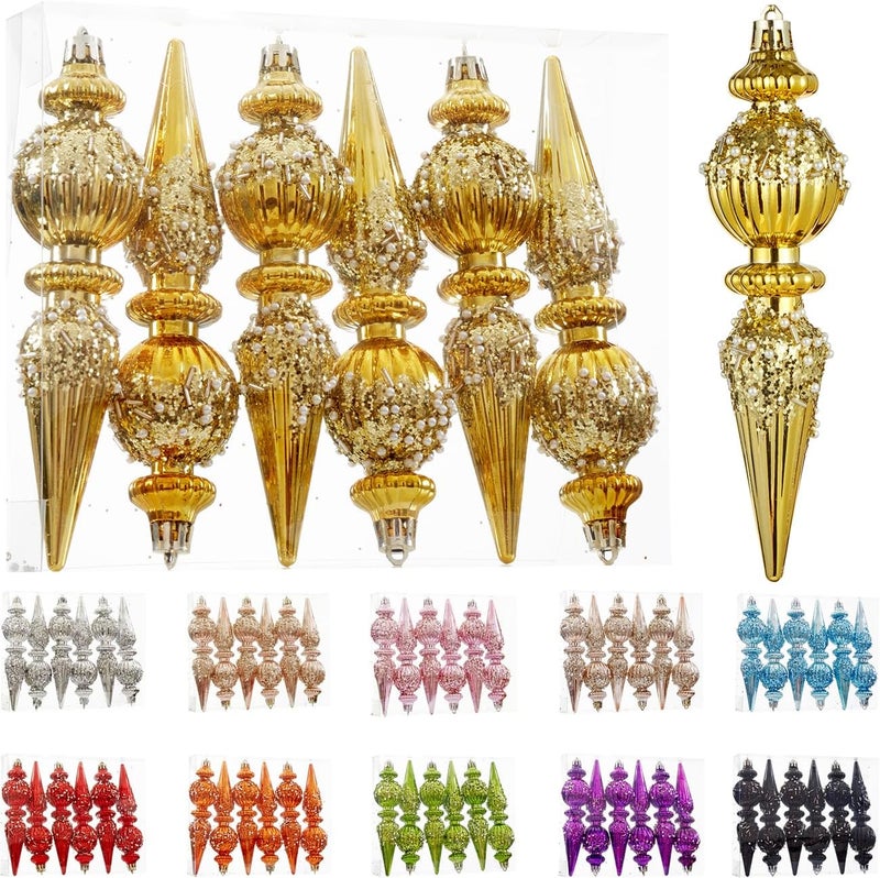 Munansli Gold Christmas Ornaments Set,6 Pack Plastic Shatterproof Christmas Ball Hanging Ornaments for Xmas Tree Decorations(6.7Inch) - Image 1