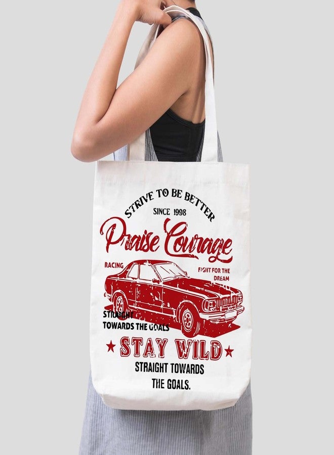 ARTBUG Tote Bag for Women, Aesthetic, Stylish, Ecofriendly, For College Girls, Office, Beach and Outings -Strive To Be Better Racing Printed Canvas D - 311 - Image 2