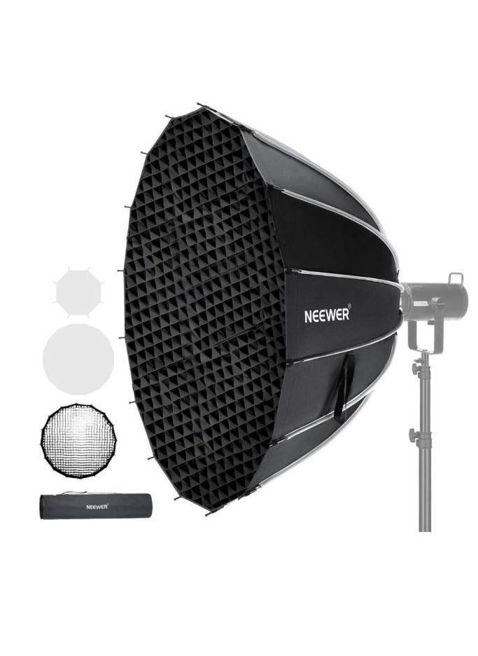 Neewer - NEEWER 33inch/85cm Parabolic Softbox Quick Set up Quick Folding, with Diffusers/Honeycomb Grid/Bag, Compatible with Aputure 120d Light Dome Godox sl60w NEEWER RGB CB60 and other Bowens Mount Lights - Image 1