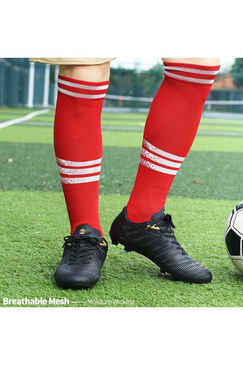 SKY WING Soccer Socks, Sport Knee High Socks Calf Compression Athletic Socks for Mens and Women Running&Training Football Thickening Keep Warm Sock-Red-4 Pair - Image 4