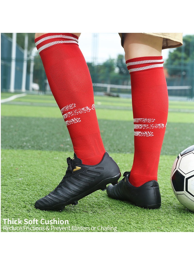 SKY WING Soccer Socks, Sport Knee High Socks Calf Compression Athletic Socks for Mens and Women Running&Training Football Thickening Keep Warm Sock-Red-4 Pair - Image 5