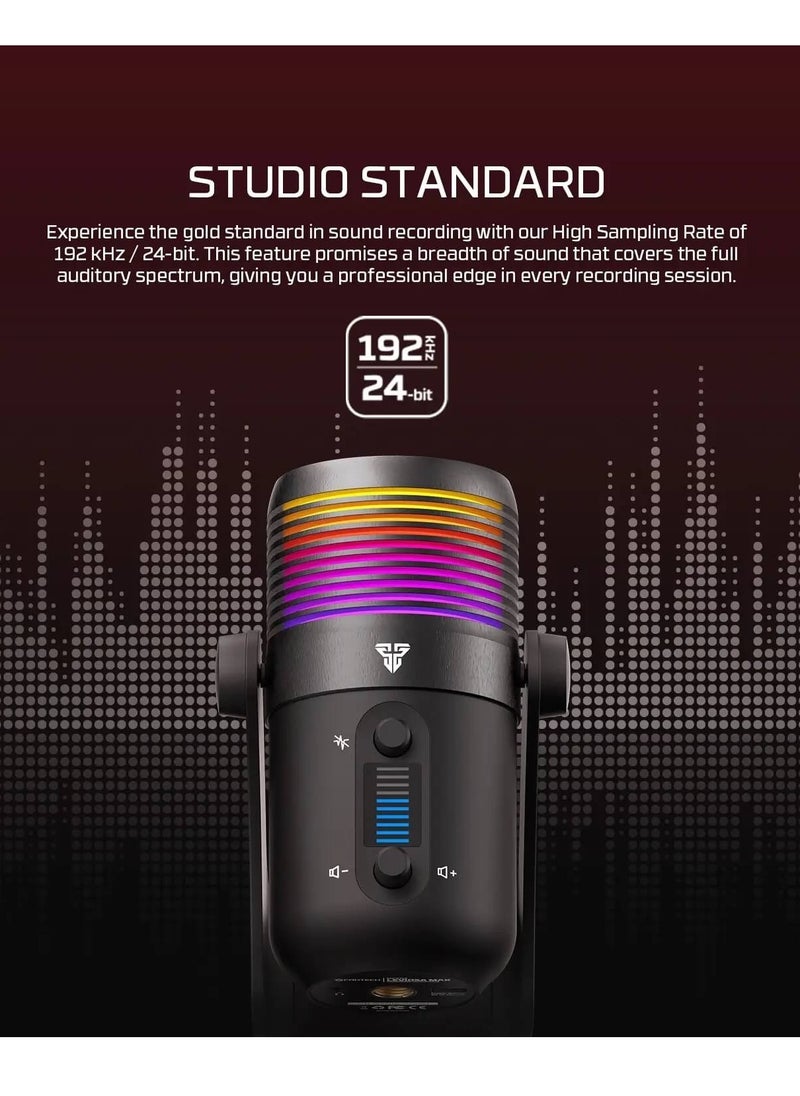 MCX03 LEVIOSA MAX Microphone USB-C RGB Professional Gaming Stream Condenser PURE PRECISION 16mm Capsule – Cardioid Polar Pattern – Noise Reduction tech – Real Time Monitoring with Headphone jack | Black