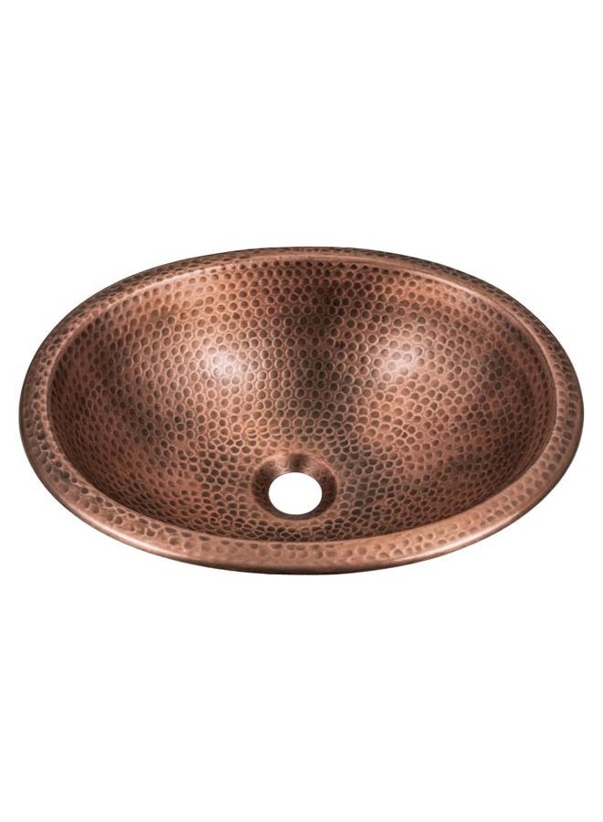 Monarch Abode Pure Copper Hand Hammered Drop-In Bathroom Vanity Sink 17" - 17 Inches (Oval) - Copper Bathroom Sinks - Copper Bowl Sink - Hammered Oval Copper Sink - Bathroom Drop-In Sink - Image 1