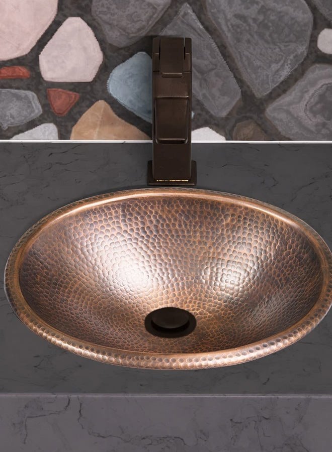 Monarch Abode Pure Copper Hand Hammered Drop-In Bathroom Vanity Sink 17" - 17 Inches (Oval) - Copper Bathroom Sinks - Copper Bowl Sink - Hammered Oval Copper Sink - Bathroom Drop-In Sink - Image 5