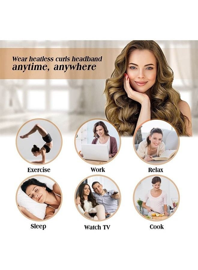 Heatless Big Waves Overnight Hair Curlers Headband, Ribbon Velvet Lining Hair Rollers Styling Tools, Hair Accessories for Women with Headband and Scrunchie (Brown) - Image 5