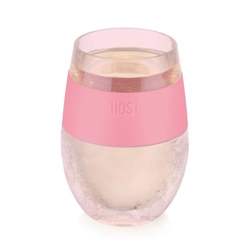 HOST Wine Freeze Cooling Cup, Plastic Double Wall Insulated Freezable Drink Chilling Tumbler with Freezing Gel Wine Glasses for Red and White Wine, Set of 1, 8.5 oz, Pink - Image 1