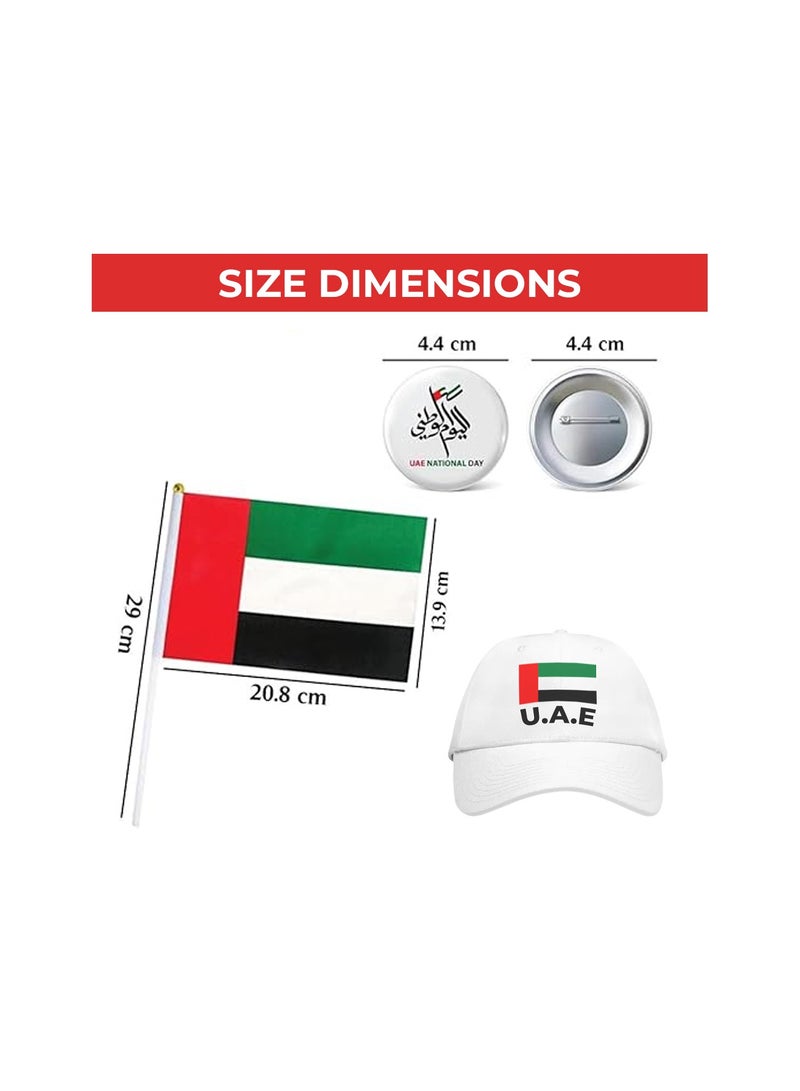 Generic UAE National Day Pack of 3 Kids Combo Pack – Includes UAE Flag Cap, Handheld Flag, and UAE Button Badge – Perfect for National Day Events, and Celebrations - Image 2