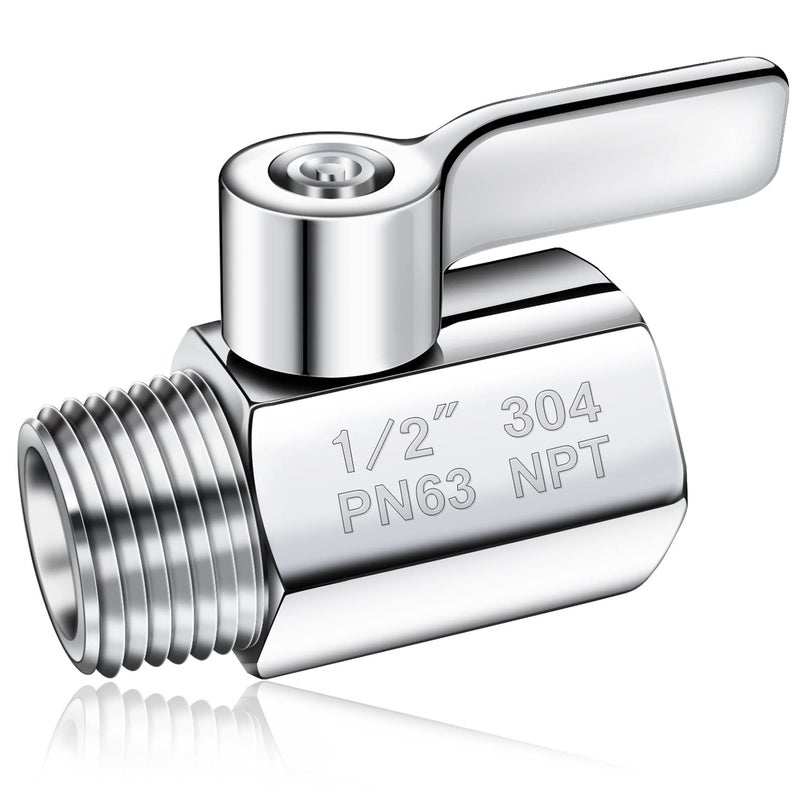 Shower Head Shut Off Valve 304 Stainless Steel Mini Ball Valve12 Female X Male NPT Thread Water Flow Control Valve Regulator