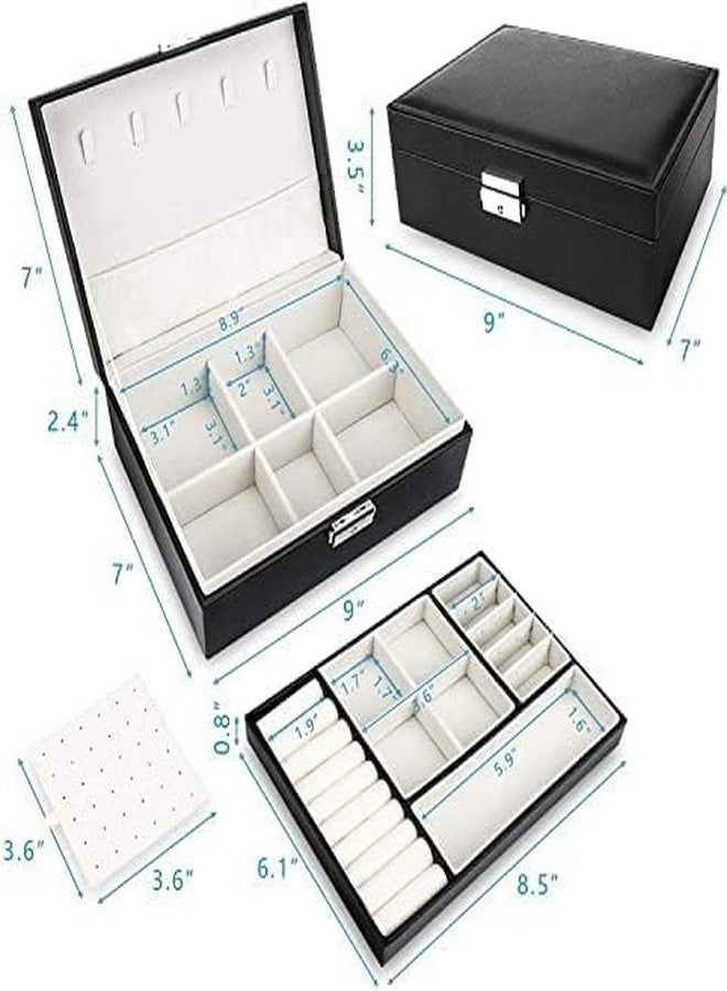 SHETAPRIDE Jewellery Box 2 Layer Jewelry Boxes for Women Jewelry Boxes & Organizers with Lock and Removable Tray Jewelry Cases for Storage and Display Rings Necklace Earrings Bracelets Watch - Image 4