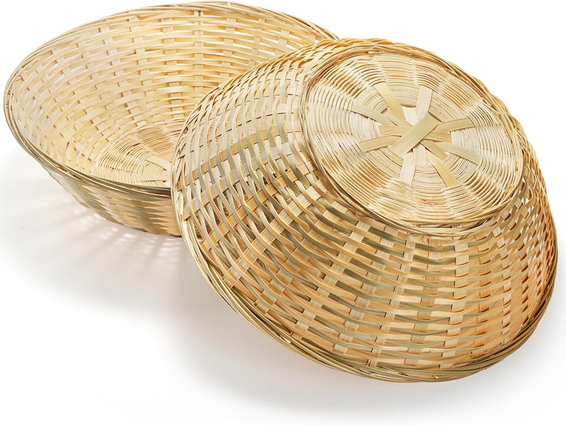 ZAVOOS 6 Pack Bamboo Bread Basket, 12 Inch Large Round Gift Baskets, Natural Bamboo Woven Wicker Berry Fruit Basket Food Storage Bin for Picnic Kitchen Restaurant - Image 4