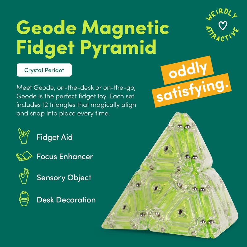 Speks Geode Magnetic Fidget Toy  Sensory Desk Toy for Adults  Teens 14  Stress Relief Gift  Pyramid Peridot - Image 3