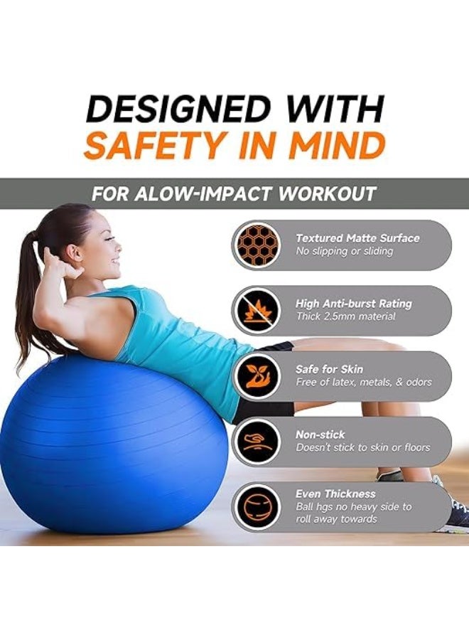 QSHOP ®️ Exercise Ball with Quick Foot Pump, Anti-Burst & Anti-Slip, Yoga Ball Chair for Balance, Pilates, Yoga, Birthing, Pregnancy, Gym, Training, Physical Therapy  - Image 4