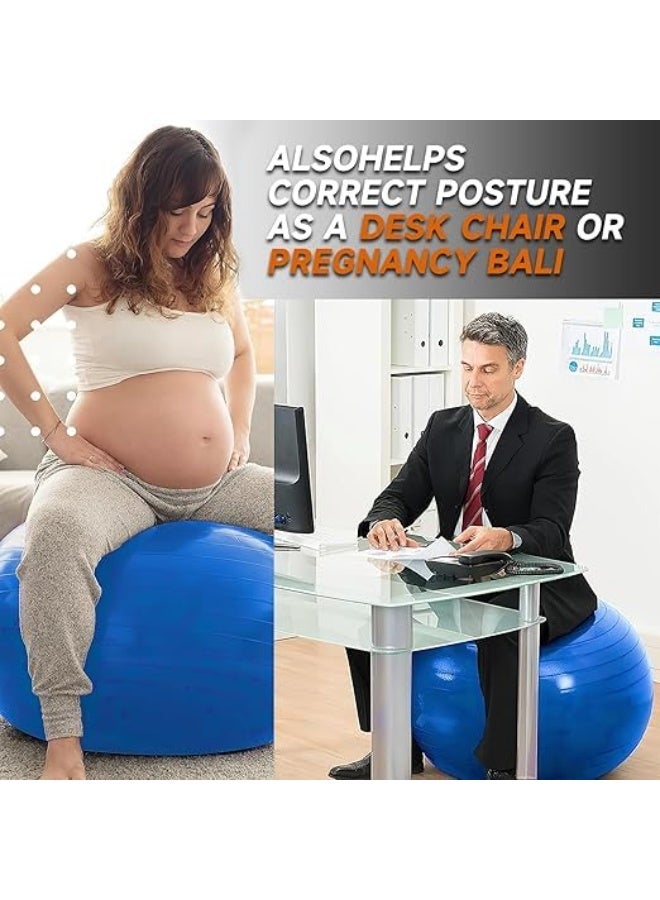 QSHOP ®️ Exercise Ball with Quick Foot Pump, Anti-Burst & Anti-Slip, Yoga Ball Chair for Balance, Pilates, Yoga, Birthing, Pregnancy, Gym, Training, Physical Therapy  - Image 2
