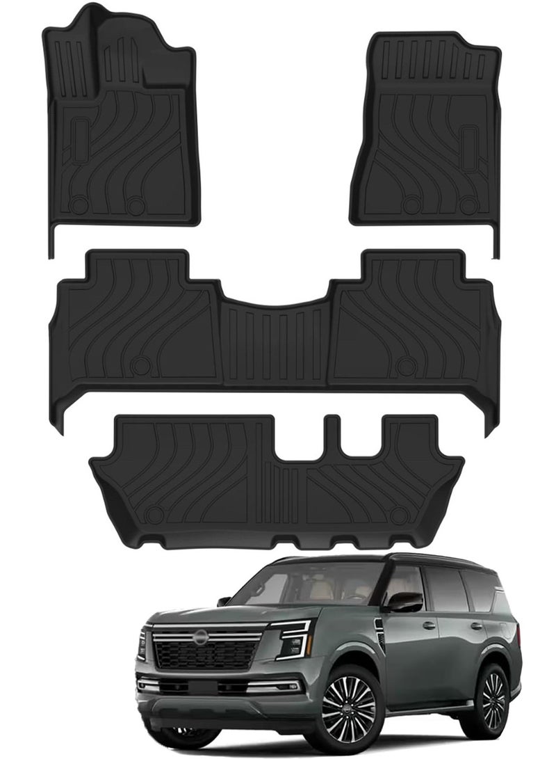 Delehehe Floor Mats For Nissan Patrol Y63 2025-2026 | All-Weather TPE Mats | Custom Fit 3D Design | Waterproof, Anti-Slip, Easy to Clean | Full Interior Protection,for Patrol Y63 Accessories - Image 1