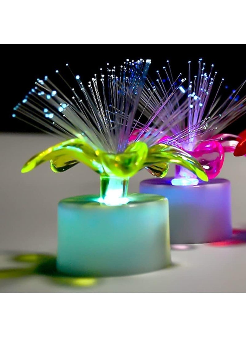 Prisma Collections Fiber Optic Candle Diya Artificial Light lamp Floral Color Changing Led Party Decor Festival Diwali Decoration and Gifts Star Shaped Lamp Home Garden Decor Pot LampBattery Operated Pack of 6  - Image 4