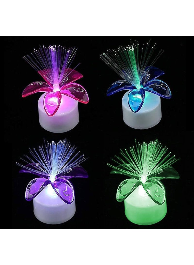 Prisma Collections Fiber Optic Candle Diya Artificial Light lamp Floral Color Changing Led Party Decor Festival Diwali Decoration and Gifts Star Shaped Lamp Home Garden Decor Pot LampBattery Operated Pack of 6  - Image 1
