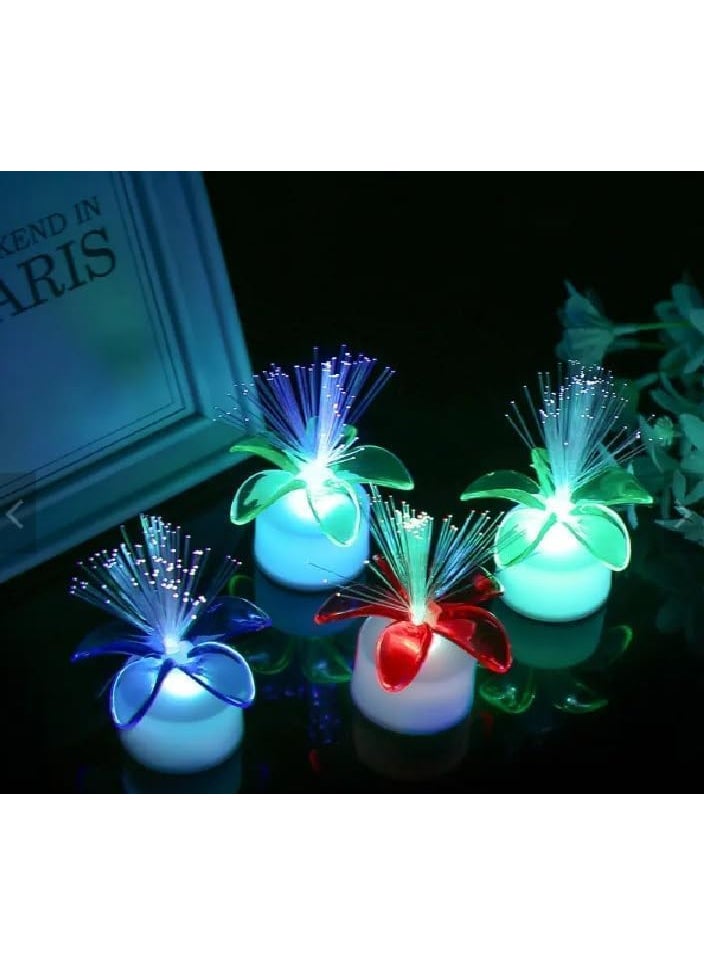 Prisma Collections Fiber Optic Candle Diya Artificial Light lamp Floral Color Changing Led Party Decor Festival Diwali Decoration and Gifts Star Shaped Lamp Home Garden Decor Pot LampBattery Operated Pack of 6  - Image 5