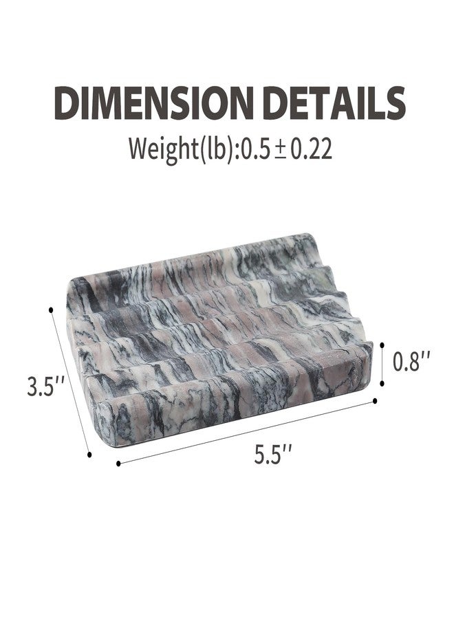 Karibiber Soap Holder for Bathroom, Black Marble Soap Dish for Kitchen Countertop, Soap Tray with Creative Wavy Design, Soap Saver for Bath Tub, Sponges, Italian Natural Stone - Image 4