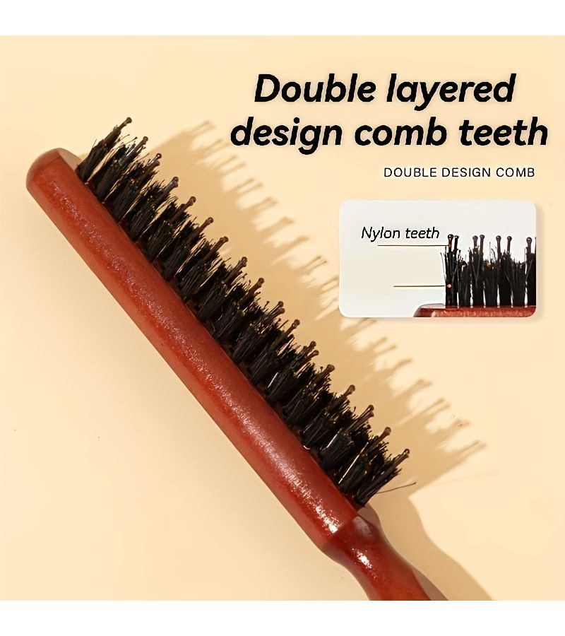 Triple Row Bristle Tail Comb For Scalp Massage Hair Styling - Image 1