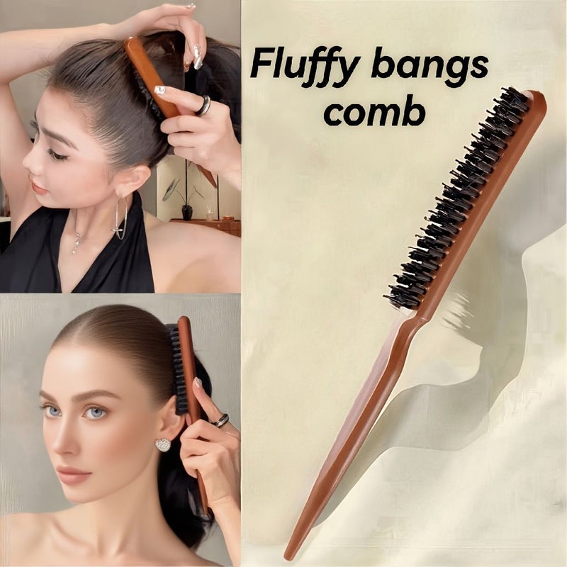 Triple Row Bristle Tail Comb For Scalp Massage Hair Styling - Image 4
