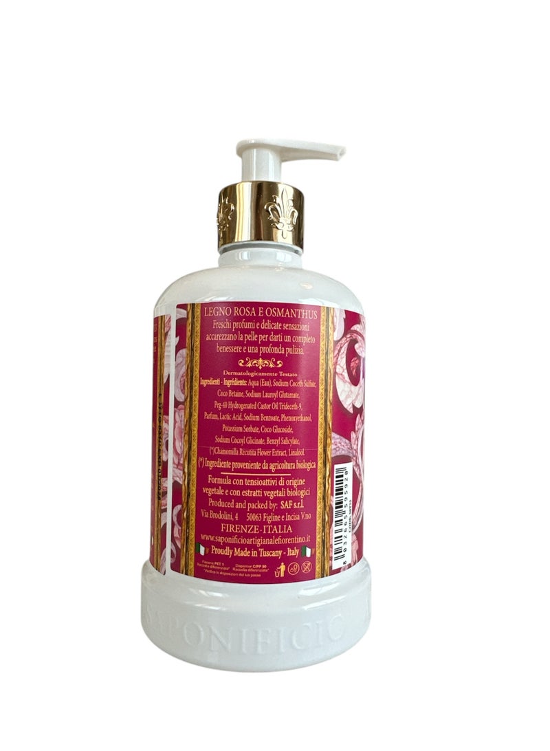 SAPONIFICIO ARTIGIANALE FIORENTINO Rosewood and Osmanthus Liquid Soap (500ml) - Image 3