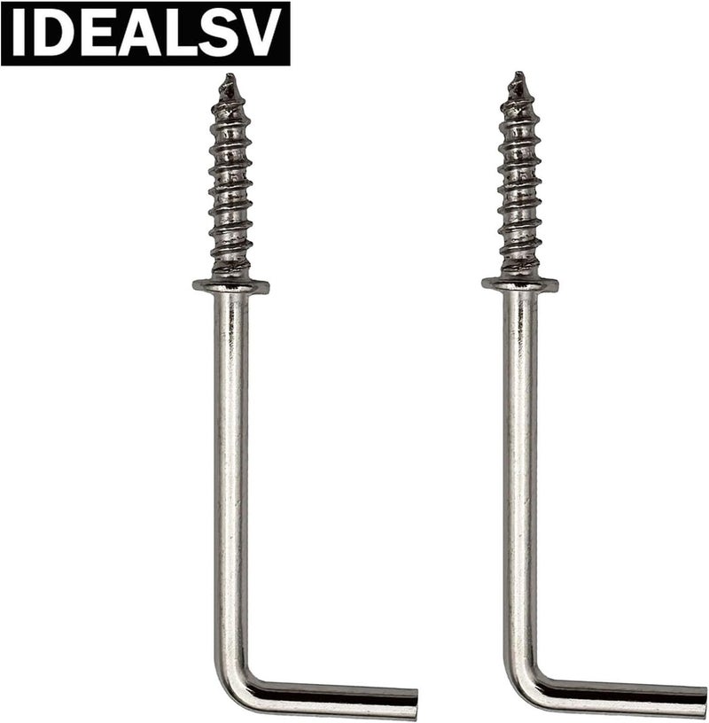IDEALSV 2 Inch 1 Shape Screw Hooks L Shape Hooks 7 Shape Screw in Hooks Silver (20 Pack) - Image 5
