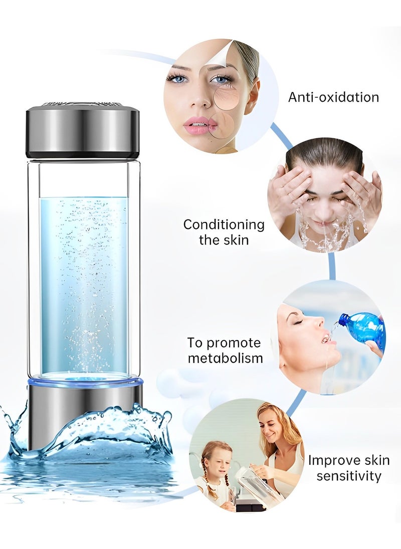 Fearlex - Rechargeable and Portable Glass H2 Hydrogen Water Generator Bottle | Advanced PEM(Japan) and SPE(Korea) Technology with up to 1200 PPB | Balanced PH Water Ionizer - Image 1